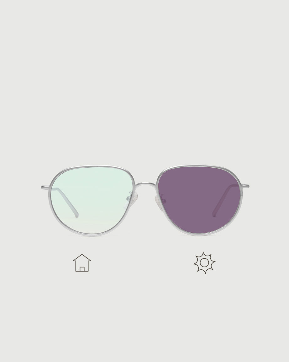 Coin Aubergine Adaptive::Monty Eyeglasses pilot Silver metal front