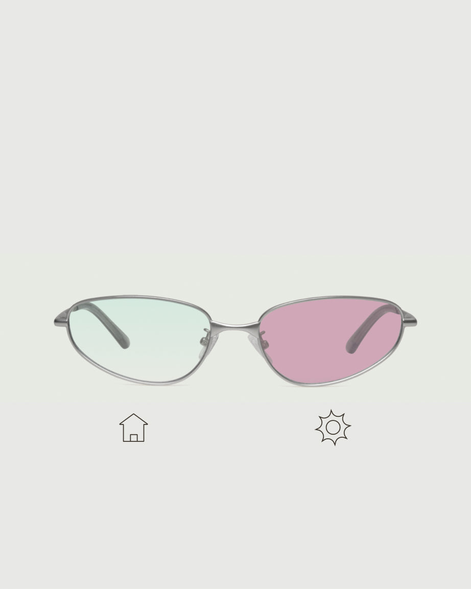 Coin Pink Guava Adaptive::Selene Eyeglasses cateye Silver metal front