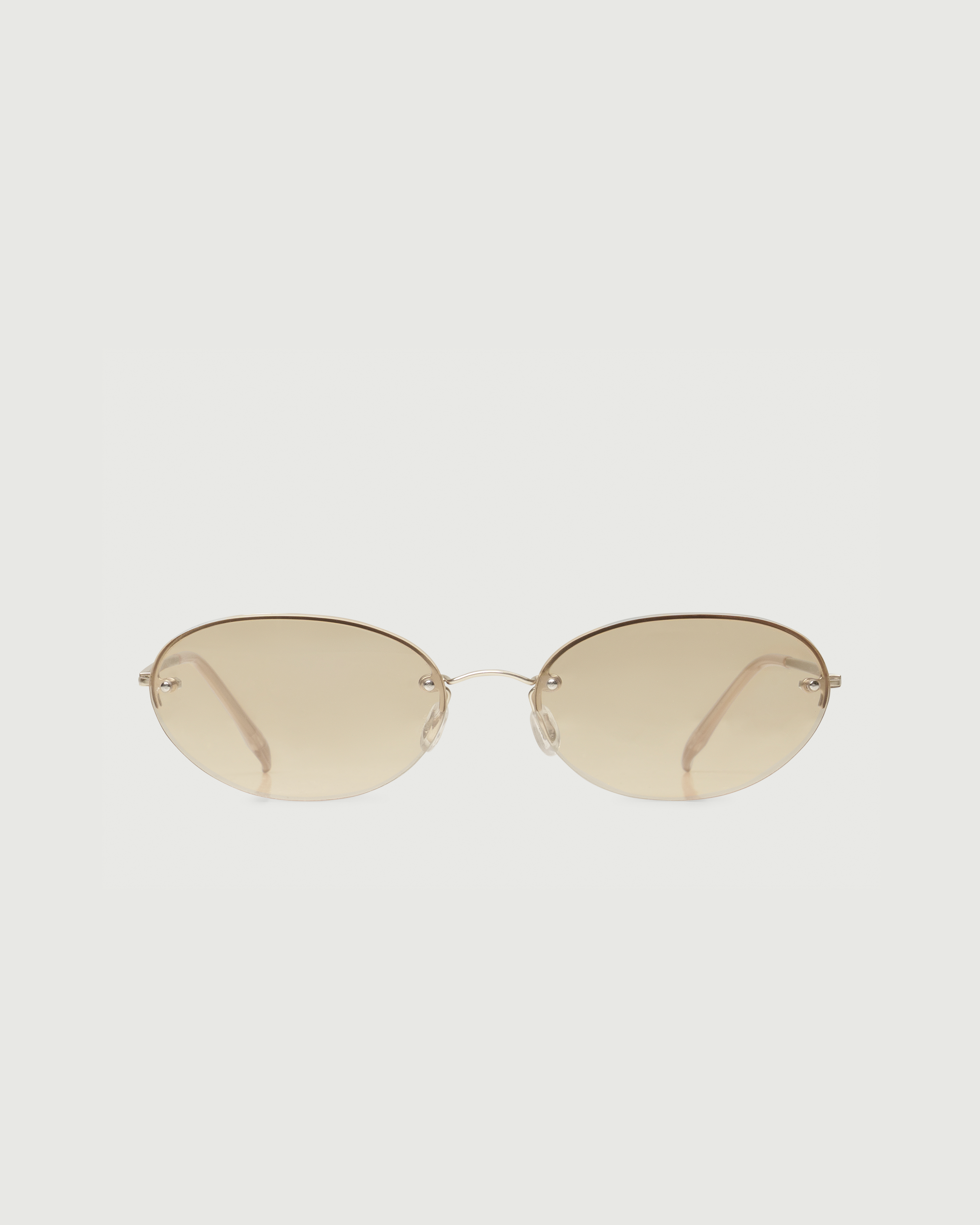 White Gold::Coco Sunglasses oval gold metal front